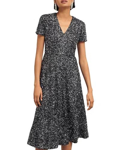 Hobbs London Tatiana Sequin Dress In Black Silver