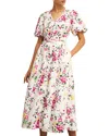 Hobbs London Taylor Linen Blend Dress In Ivoery Multi