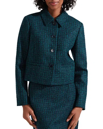 Hobbs London Teia Tweed Jacket In Deep Teal