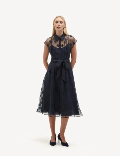 Hobbs London Tess Sheer Polka Dot Shirt Dress In Black