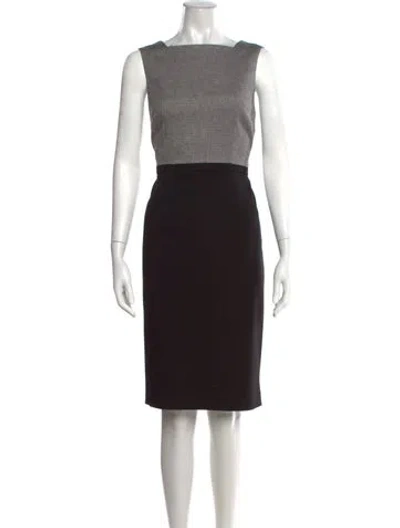 Pre-owned Hobbs London Tweed Pattern Knee-length Dress In Black