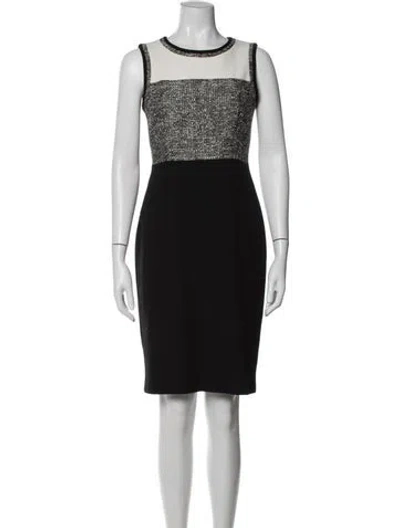 Pre-owned Hobbs London Tweed Pattern Knee-length Dress In Black
