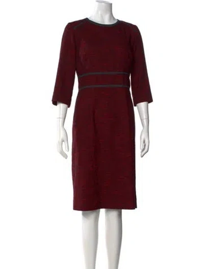 Pre-owned Hobbs London Tweed Pattern Knee-length Dress In Red