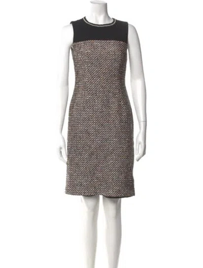 Pre-owned Hobbs London Tweed Pattern Mini Dress In Black