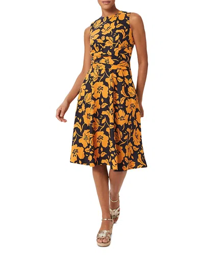 Hobbs London Twitchill Midi Dress In Navy Orange