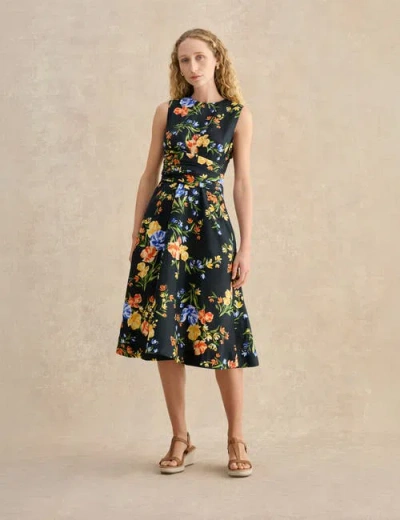 Hobbs London Twitchill Sleeveless Printed Midi Dress In Black