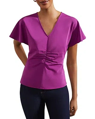 Hobbs London Venetia Ruched Top In Amaranth Purple
