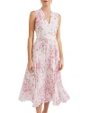 Hobbs London Veronica Pleated Midi Dress In Pink Multi