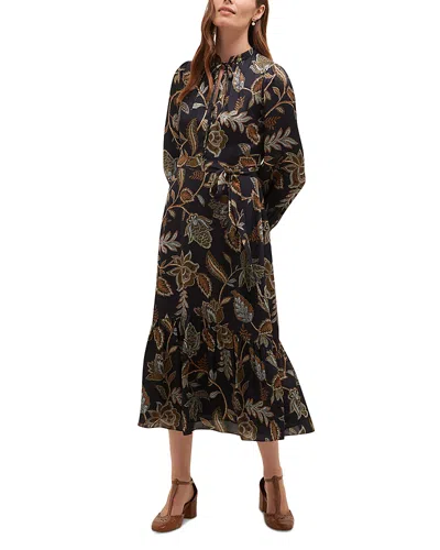 Hobbs London Vespa Printed Tie Waist Flounce Hem Dress In Multi