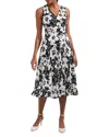 Hobbs London Viola Floral Belted Midi Dress In Black Ivory
