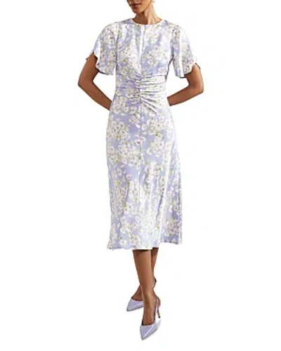 Hobbs London Vita Floral Print Midi Dress In Blue Multi