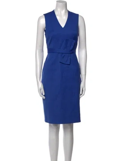 Pre-owned Hobbs London V-neck Knee-length Dress In Blue