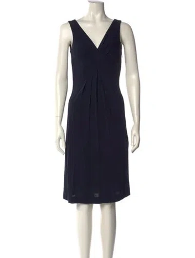 Pre-owned Hobbs London V-neck Knee-length Dress In Blue