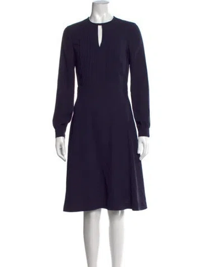 Pre-owned Hobbs London V-neck Knee-length Dress In Blue