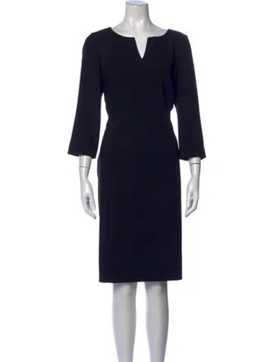 Pre-owned Hobbs London V-neck Knee-length Dress In Blue