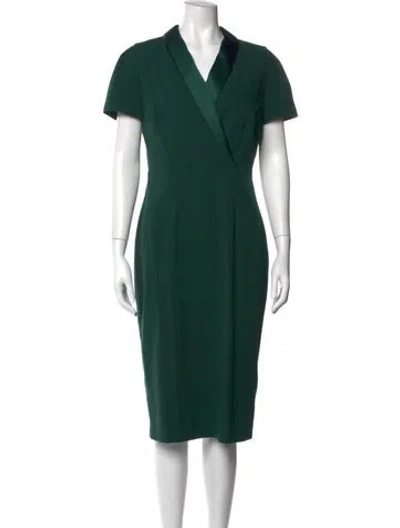 Pre-owned Hobbs London V-neck Knee-length Dress In Green