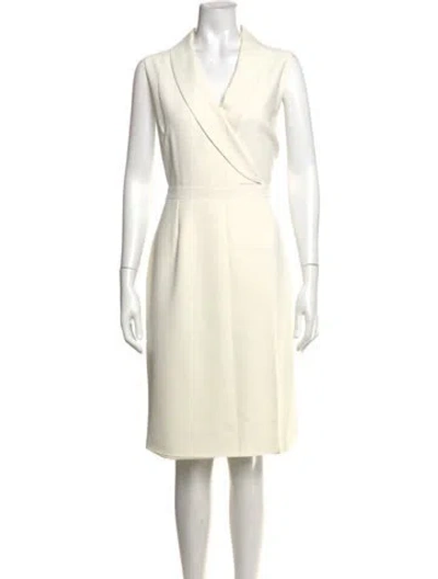 Pre-owned Hobbs London V-neck Knee-length Dress In White