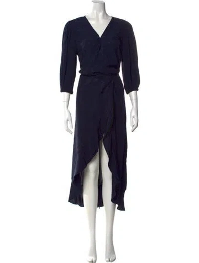 Pre-owned Hobbs London V-neck Long Dress In Blue