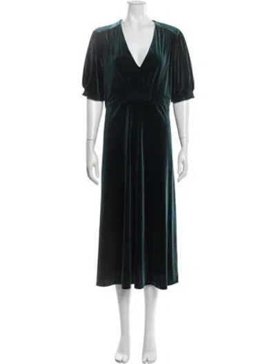 Pre-owned Hobbs London V-neck Midi Length Dress In Blue