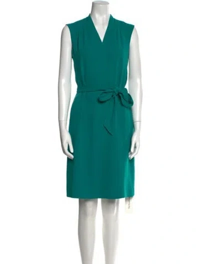 Pre-owned Hobbs London V-neck Midi Length Dress In Green