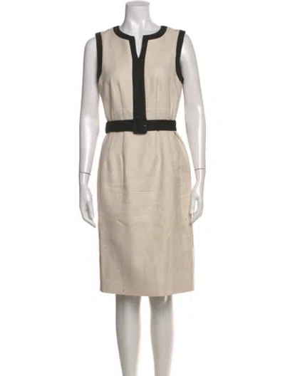 Pre-owned Hobbs London V-neck Midi Length Dress In Neutral
