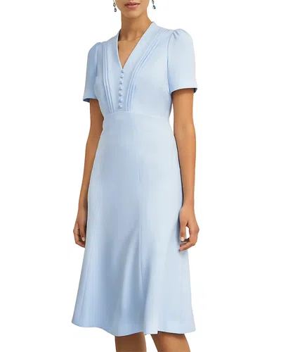 Hobbs London Willa Puff Sleeve Dress In Pale Blue
