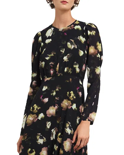 Hobbs London Windermere Printed Silk Blend Dress In Black Multi