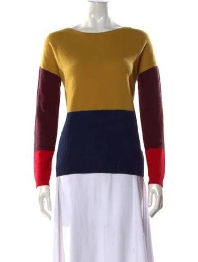 Pre-owned Hobbs London Wool Colorblock Pattern Sweater In Yellow