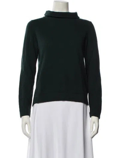Pre-owned Hobbs London Wool Mock Neck Sweater In Green