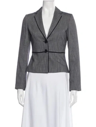 Pre-owned Hobbs London Wool Plaid Print Blazer W/ Tags In Gray