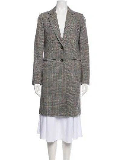 Pre-owned Hobbs London Wool Plaid Print Coat In Neutral