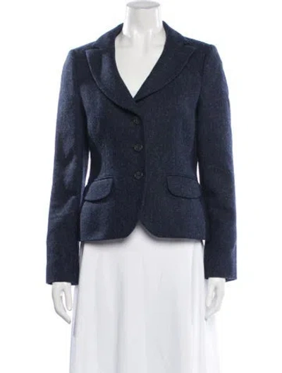 Pre-owned Hobbs London Wool Tweed Pattern Blazer In Black