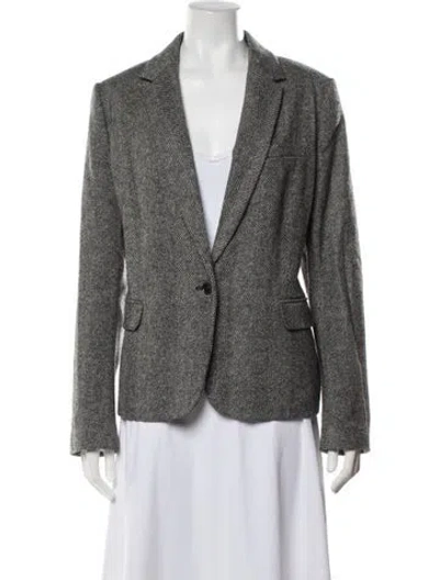 Pre-owned Hobbs London Wool Tweed Pattern Blazer In Black