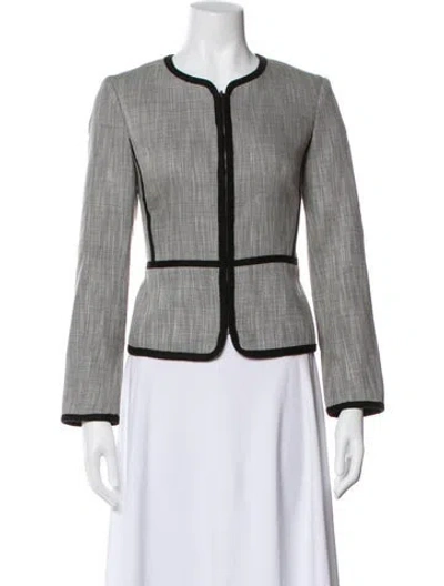 Pre-owned Hobbs London Wool Tweed Pattern Evening Jacket In Gray