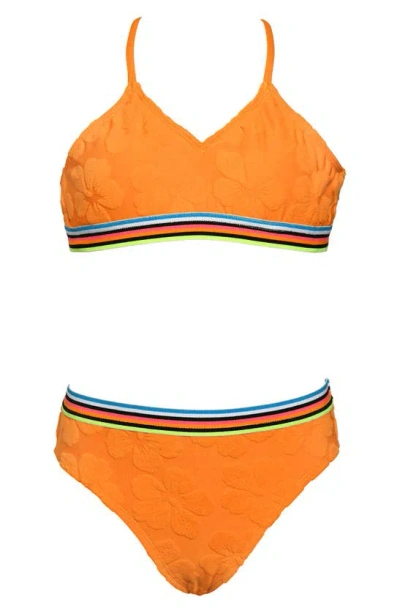 Hobie Kids' Terry Triangle Two-piece Swimsuit In Orangeade