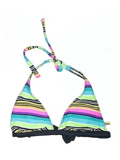 Pre-owned Hobie Swimsuit Top Green Print Pattern Swimwear