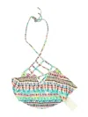 Hobie Swimsuit Top Green Print Pattern Swimwear In Multi