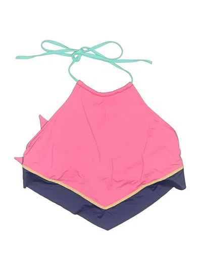 Pre-owned Hobie Swimsuit Top Pink Color Block Pattern Swimwear