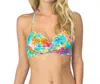Hobie Underwire Push Up Ruffle Bralette Bikini Top In Fleur To Love In Multi