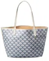 Hobo All That Monogram Coated Canvas Tote In Blue