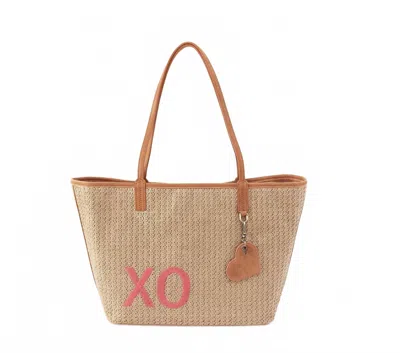 Hobo All That Tote Bag In Straw And Wild Rose In Blue