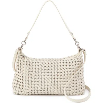 Hobo Avon Woven Leather Shoulder Bag In White