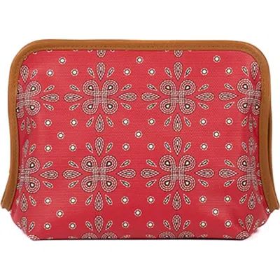 Hobo Beauty Coated Canvas Cosmetics Pouch In Red Journey Bandana