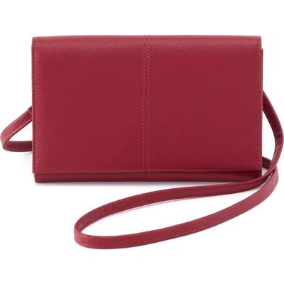 Hobo Essential Leather Crossbody Wallet In Cranberry Saffiano