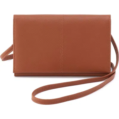 Hobo Essential Leather Crossbody Wallet In Lion Saffiano