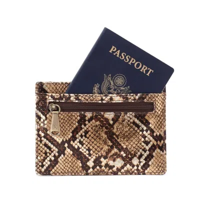 Hobo Euro Slide Card Case In Golden Snake In Multi
