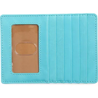 Hobo Euro Slide Leather Credit Card Case In Light Aqua