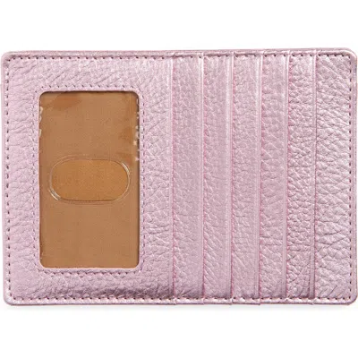 Hobo Euro Slide Leather Credit Card Case In Pink Metallic