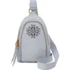 Hobo Fern Leather Sling Bag In Blue Pearl