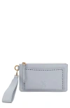 Hobo Hart Leather Wristlet In Blue Pearl